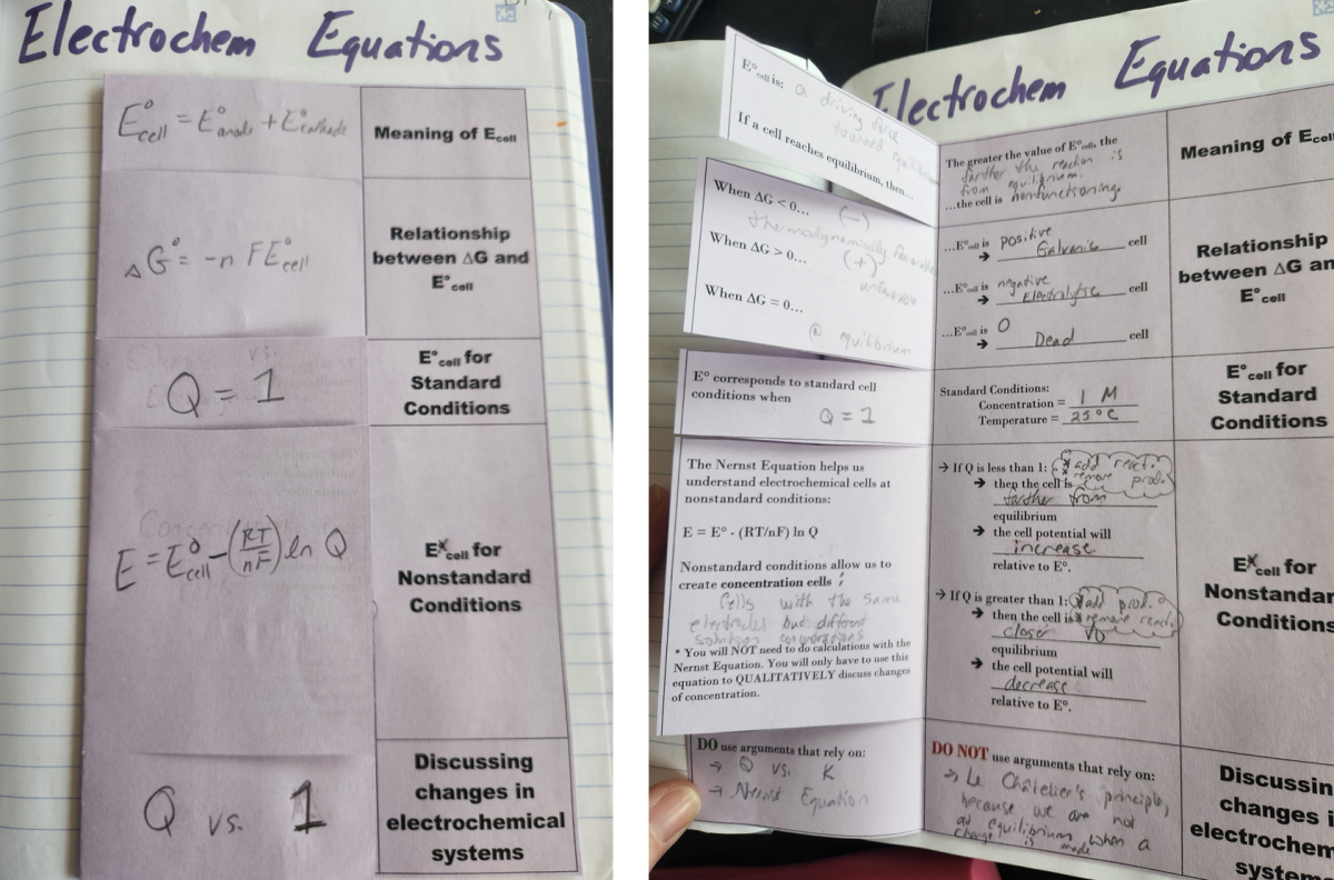 electrochemical equations spread from AP Chem Electrochemistry Interactive notebook