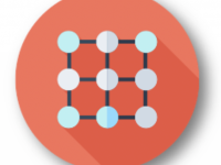 orange circle with a square pattern of dots