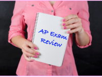notebook with text "AP Exam Review"
