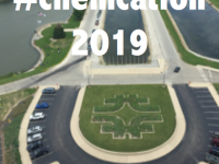 text #chemcation 2019 over image looking out of Fermilab window