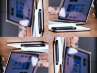 4 images of open laptop as they appear to flip