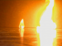 Burning guncotton (right)