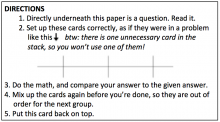 list of directions for stoichiometry card sort