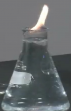 Flask with burning liquid