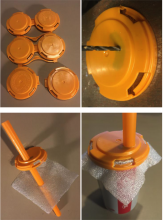 Generalized scheme for conversion of soda can holder, plastic tube, and foad pad into a soda fountain launcher.