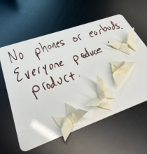 Attempted origami butterfly while NOT on phones or earbuds.