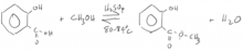 equation 3 - hand drawn molecular structure equation representing preparation of methyl salycilate