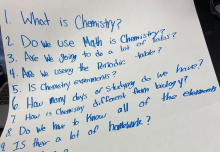 QFT sample board of questions about chemistry class