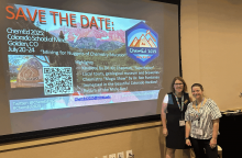 Ashley Green and Sarah English presenting a slide advertising ChemEd 2025