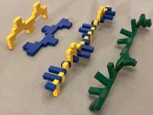 LEGO model of summation of light waves at 90-degree angles and out of phase to produce circularly polarized light.