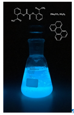 flask with blue luminescence
