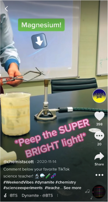 author burning Mg in TikTok video