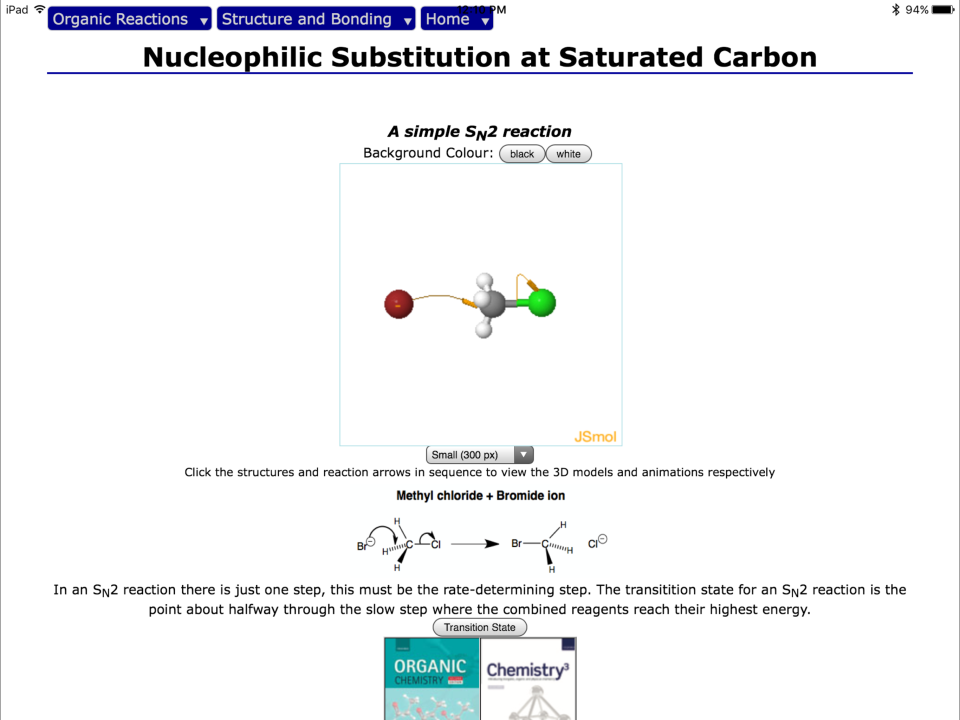 SN2 Reaction Animation - Step 1