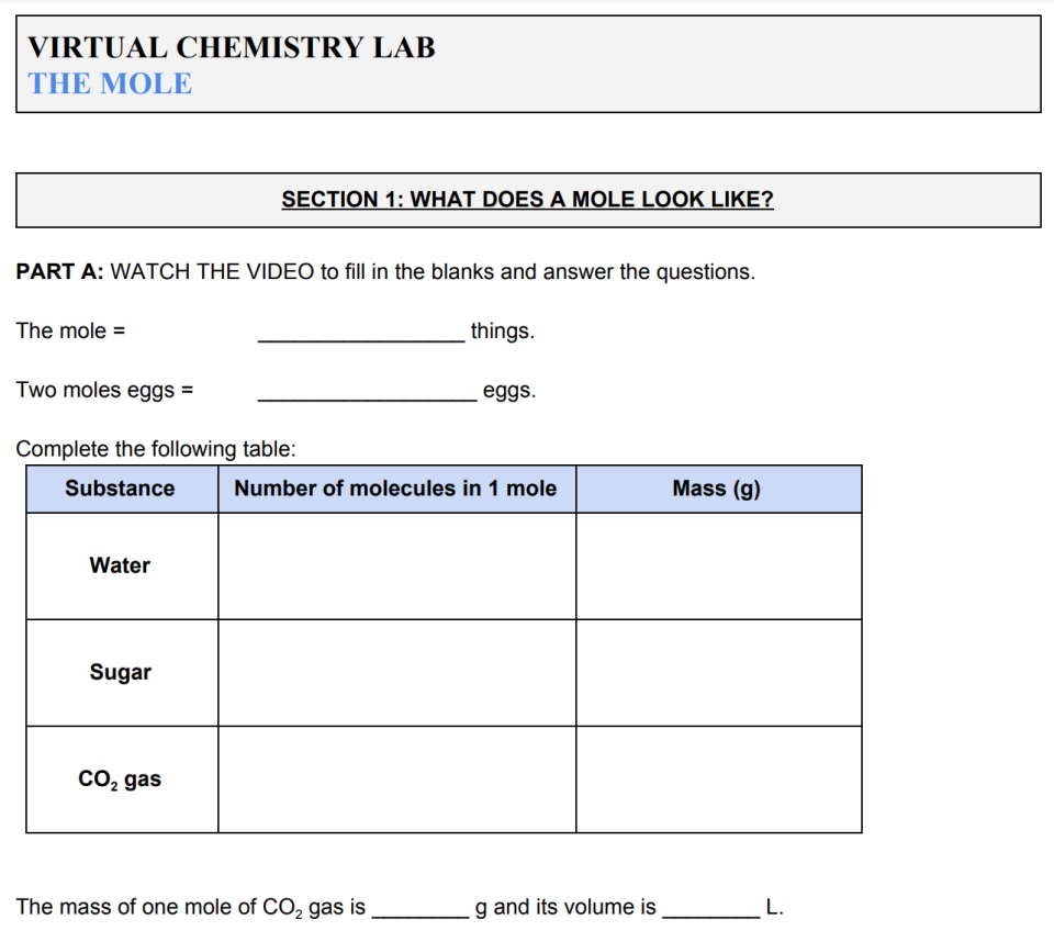 screenshot of student document