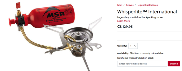 Whisperlite kerosene-fuelled camp stove
