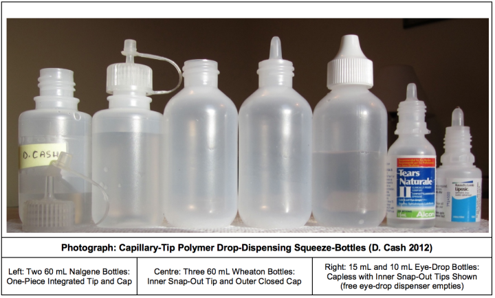Variety of Capillary-Tip Polymer Drop-Dispensing Squeeze-Bottles 
