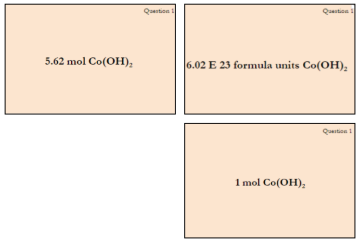 correct order of cards for question #1
