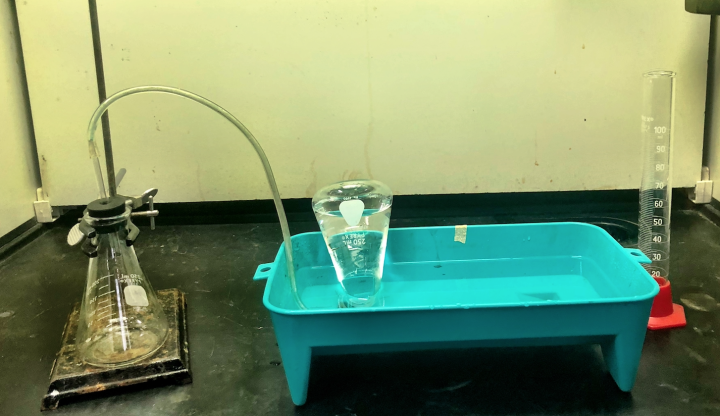 set up for downward displacement of water