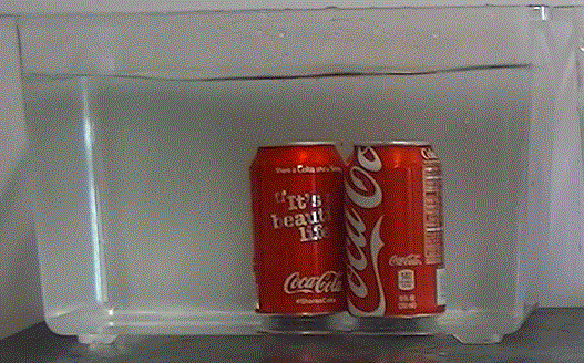 Coke cans in warm water