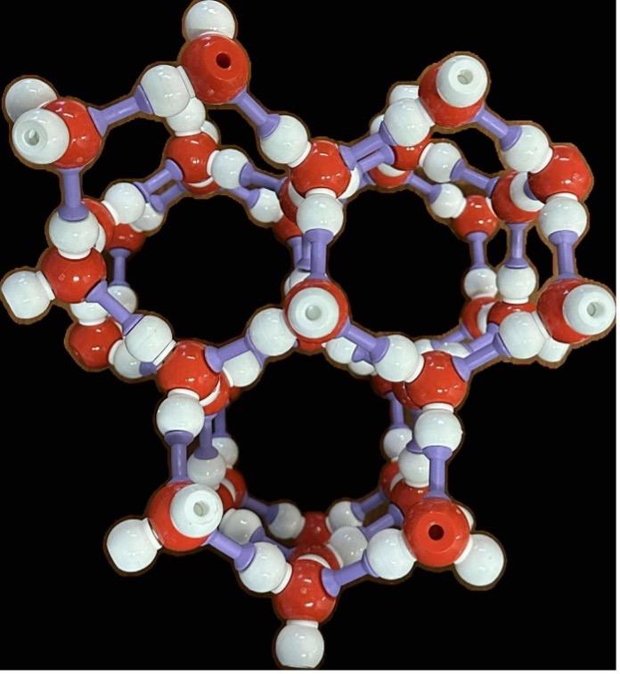 ball and stick model of the crystal structure of ice