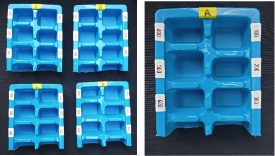 Example ice cube tray layout for samples at various depths