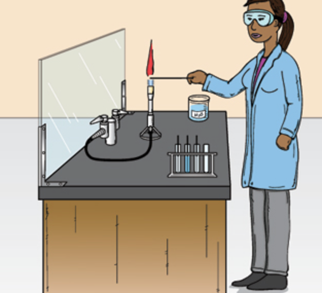 woman using safe practice at the lab counter