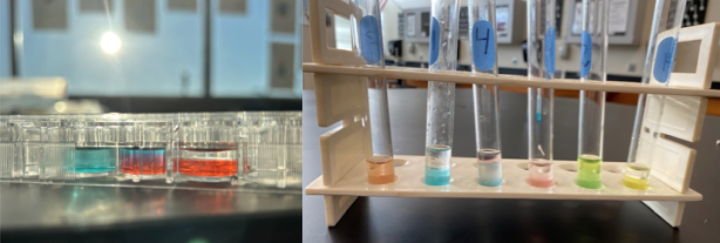 combinations of each substances with known liquids to test miscibility