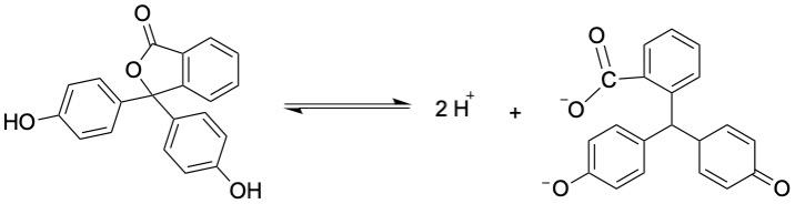 Structures of phenolphthalein and its deprotonated form
