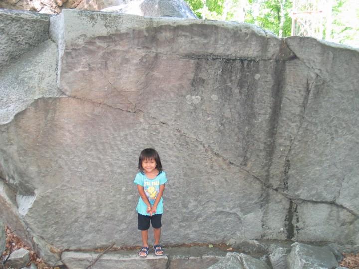 Quartzite outcrops at Sioux Falls, SD, Devils Lake, WI, and Rib Mountain, WI.