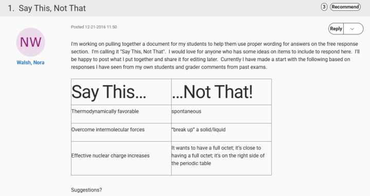 Post on AP Teacher Forum