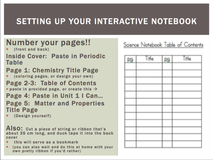 slide explaining how to set up your notebook