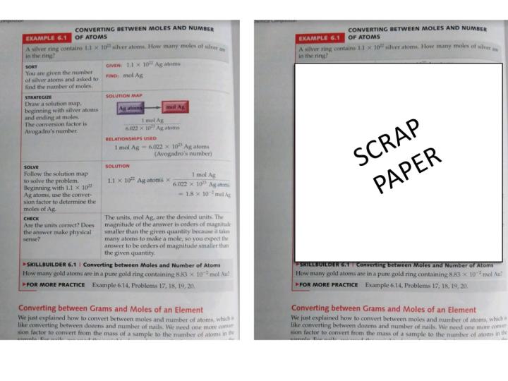 screenshot of open chemistry textbook w/ a white square over with the words "SCRAP PAPER"