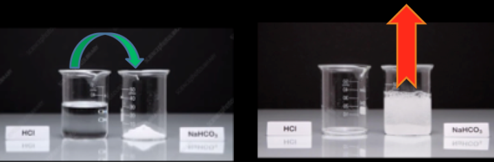 Trial 1 showing loss of mass due to gas escaping during reaction
