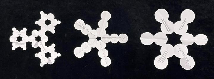 Paper models of 2,4,6-tris(4-pyridyl)-1,3,5-triazine, the pentacyanocyclopentadienide ion, and the rhodizonate ion