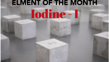 blocks with text: Element of the month, Iodine - I