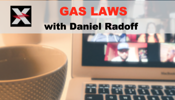 text over open laptop: GAS LAWS with Daniel Radoff 
