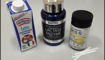 milk, lactase, glucose test strips