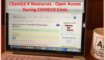 MacBook with ChemEd X resources open on screen