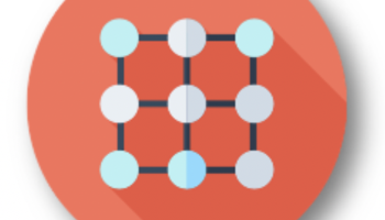 orange circle with a square pattern of dots