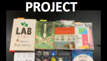 Text: Book Review Project and image of several book covers