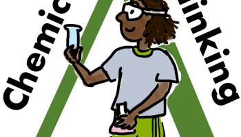 ACCT logo. Student wearing goggles with text surrounding: Assessing Chemical Thinking 