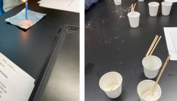 Candle and white powder lab