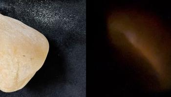 A flash rock in normal light and showing a “flash” in the dark