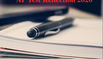 pen on notebook with text: AP Test Reflection 2020