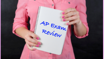 notebook with text "AP Exam Review"