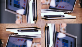 4 images of open laptop as they appear to flip