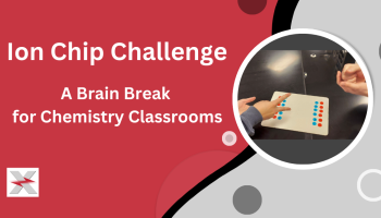 Ion Chip Challenge: A Brain Break for Chemistry Classrooms preview image with photo of student hands playing rock-paper-scissors over playing card with electrons