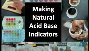 text: "Making Natural Acid Base Indicators" in the center of images of preparation from post