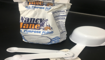 measuring utensils and flour