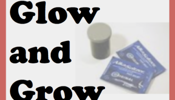 text reads Glow and Grow w/ film canister and alkaline-seltzer